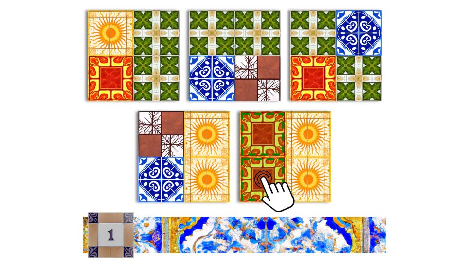 Selecting tiles from a factory display