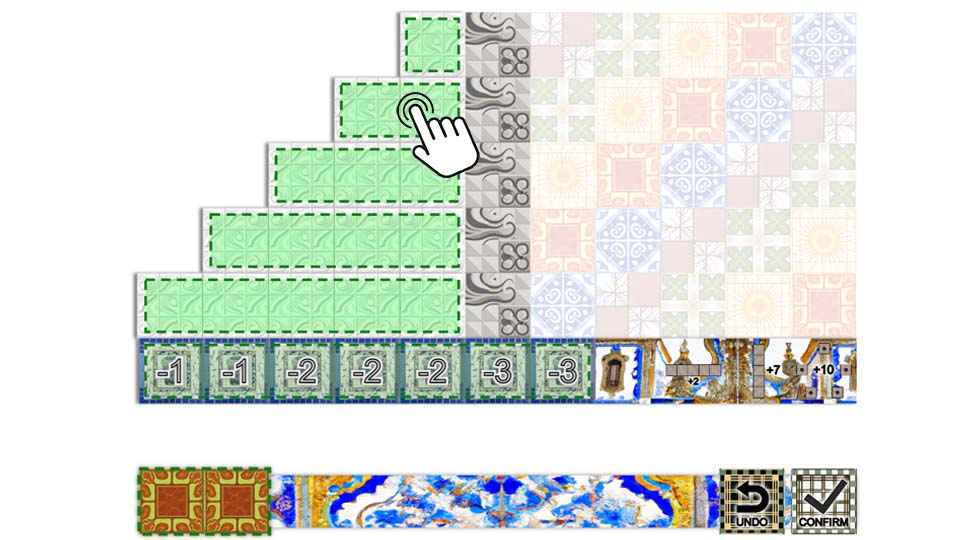 Placing tiles into pattern rows